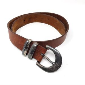 Vintage ‘92 Brown Leather Silver Toned Buckle Belt